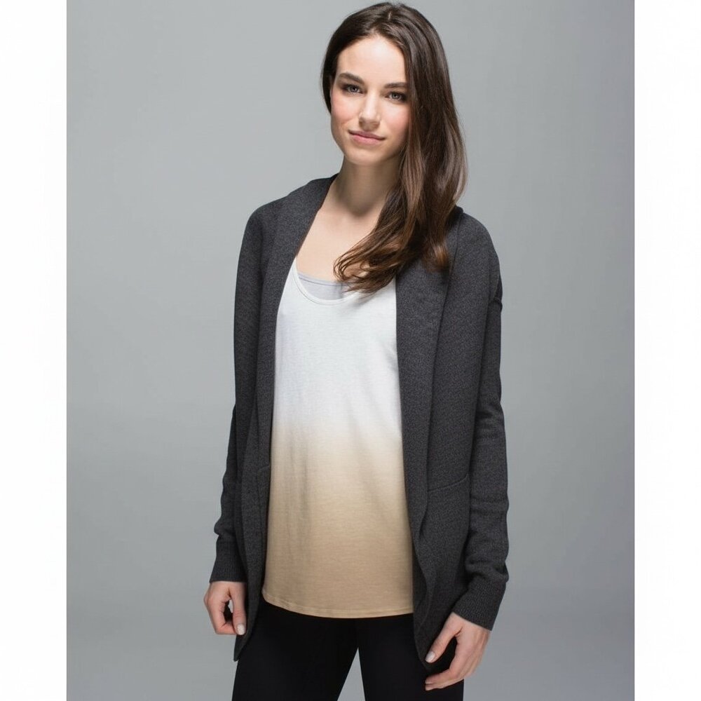 LULULLEMON DARK GREY CABIN YOGI WRAP CARDIGAN SIZE 6 - Picture 2 of 7